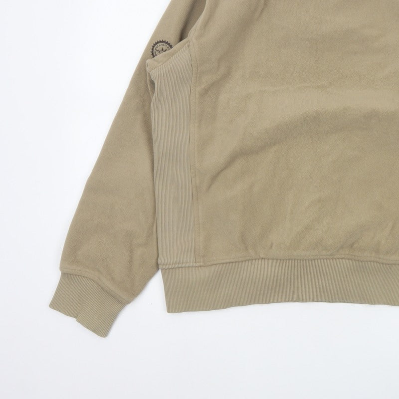 Additional view of Melka Men's Beige M Quarter Zip Fleece Sweatshirt High Neck Pockets