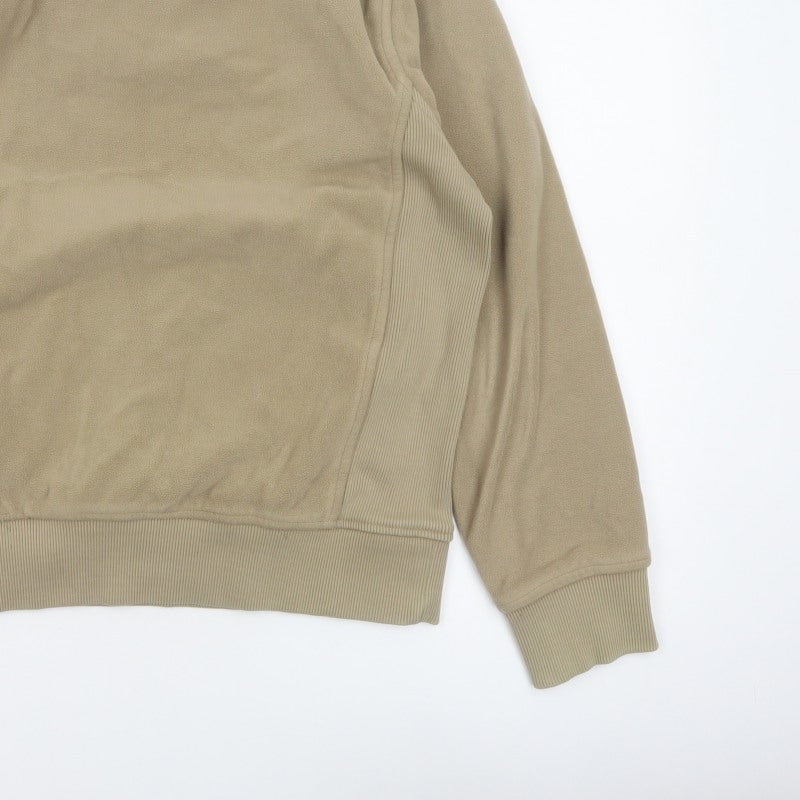Additional view of Melka Men's Beige M Quarter Zip Fleece Sweatshirt High Neck Pockets