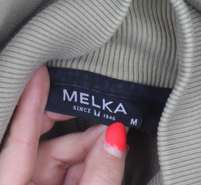 Additional view of Melka Men's Beige M Quarter Zip Fleece Sweatshirt High Neck Pockets