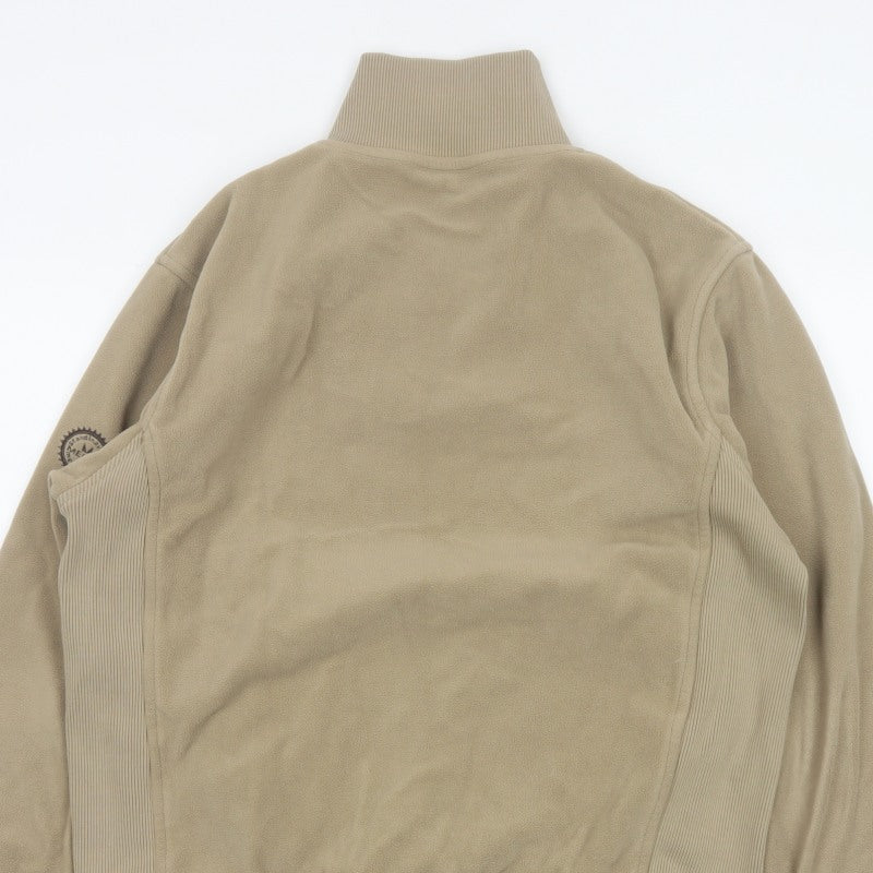 Additional view of Melka Men's Beige M Quarter Zip Fleece Sweatshirt High Neck Pockets