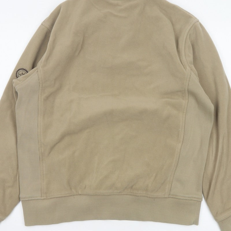 Additional view of Melka Men's Beige M Quarter Zip Fleece Sweatshirt High Neck Pockets