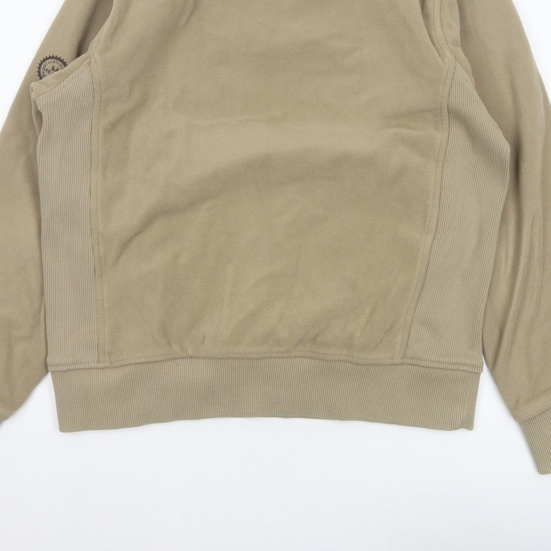 Additional view of Melka Men's Beige M Quarter Zip Fleece Sweatshirt High Neck Pockets