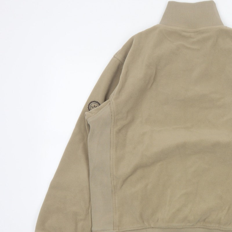 Additional view of Melka Men's Beige M Quarter Zip Fleece Sweatshirt High Neck Pockets