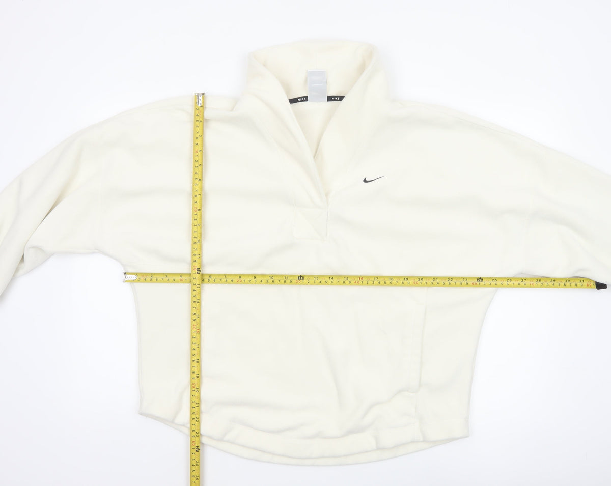 Nike Women’s Ivory S Therma-FIT 1/4 Zip Fleece Sweatshirt Pockets