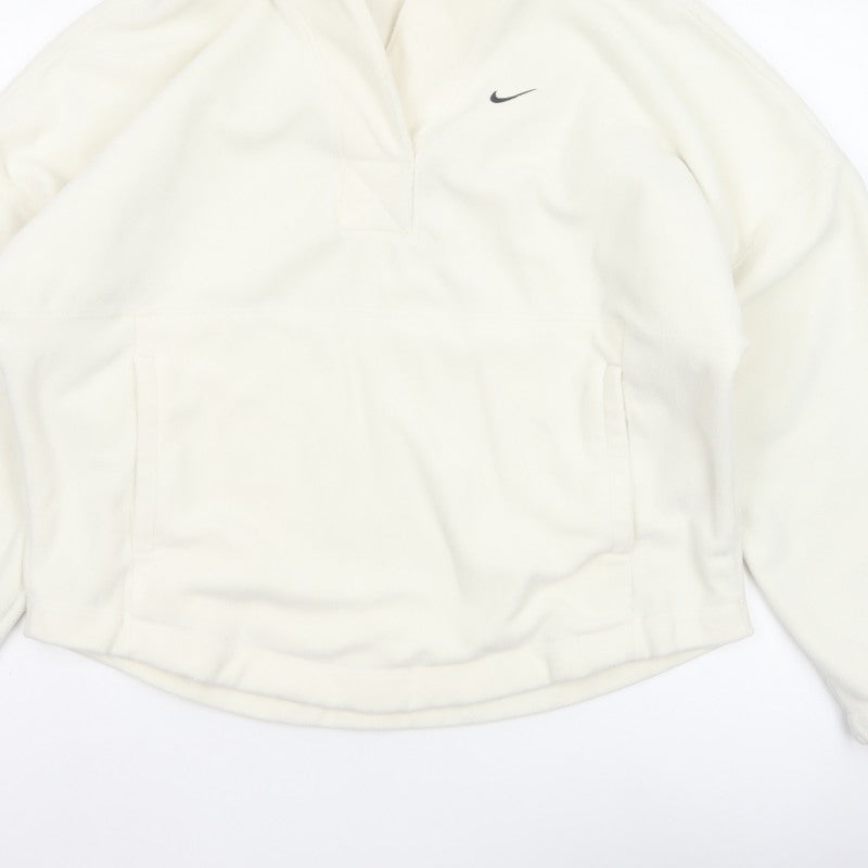 Nike Women’s Ivory S Therma-FIT 1/4 Zip Fleece Sweatshirt Pockets
