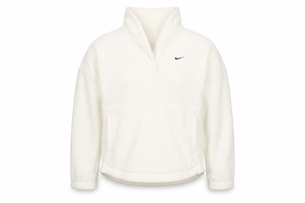 Nike Women’s Ivory S Therma-FIT 1/4 Zip Fleece Sweatshirt Pockets