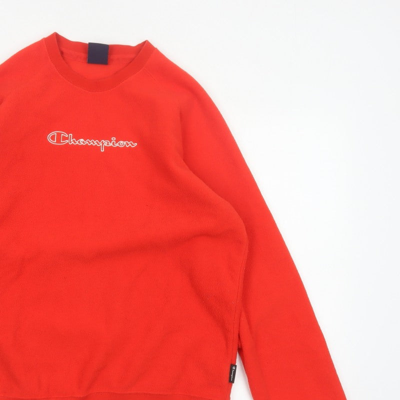Champion Men's Red M Fleece Crew Neck Pullover Sweatshirt Logo