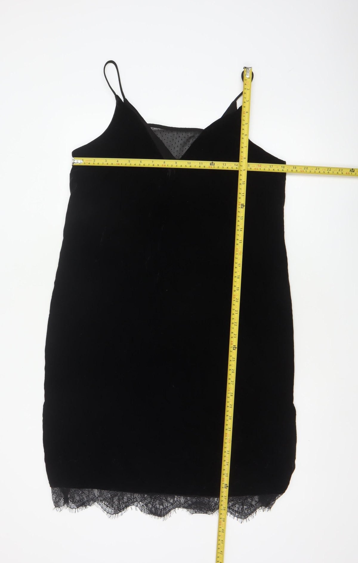 River Island Women Black UK 14 Velvet Lace Trim Slip Dress Party