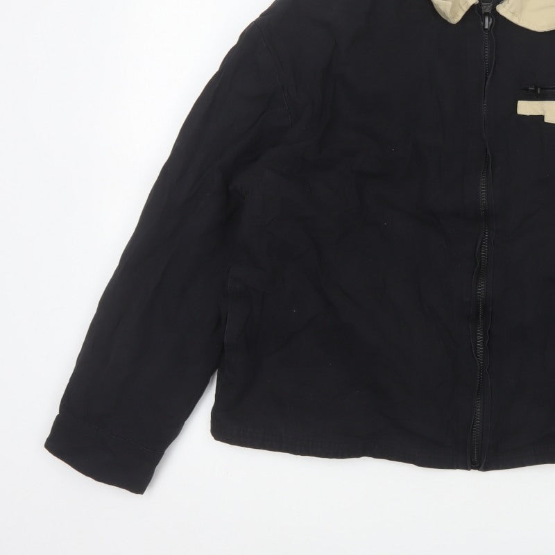 Couture Women’s Black Cotton Zip Jacket UK 8 Beige Collar Logo