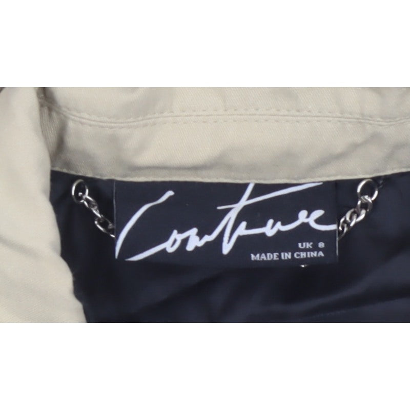 Couture Women’s Black Cotton Zip Jacket UK 8 Beige Collar Logo