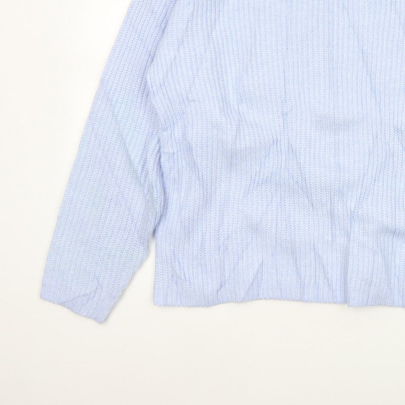 Marks and Spencer Women Blue L Rib Knit Crew Neck Pullover Jumper