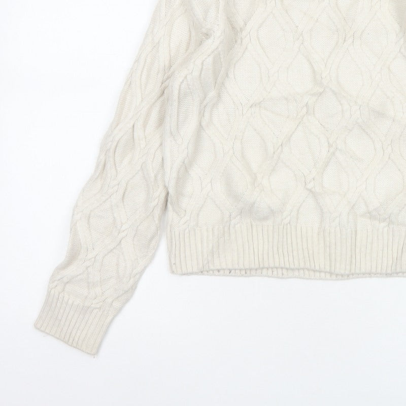 Marks and Spencer Women Ivory XS Cable-Knit Crew Neck Pullover Jumper