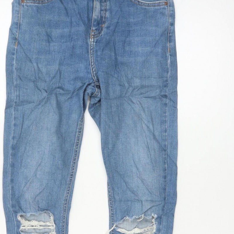 Topshop Moto Jamie Women Blue W28 UK 10 High Rise Distressed Skinny Jeans