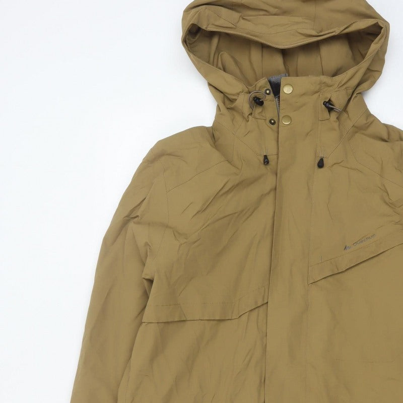 Quechua Men’s Beige M Outdoor Hooded Hiking Parka Jacket