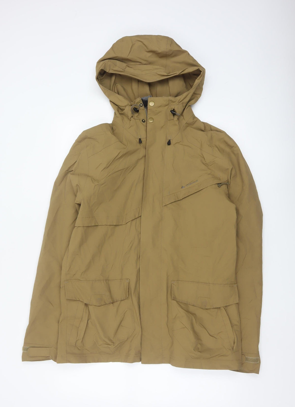 Quechua Men’s Beige M Outdoor Hooded Hiking Parka Jacket