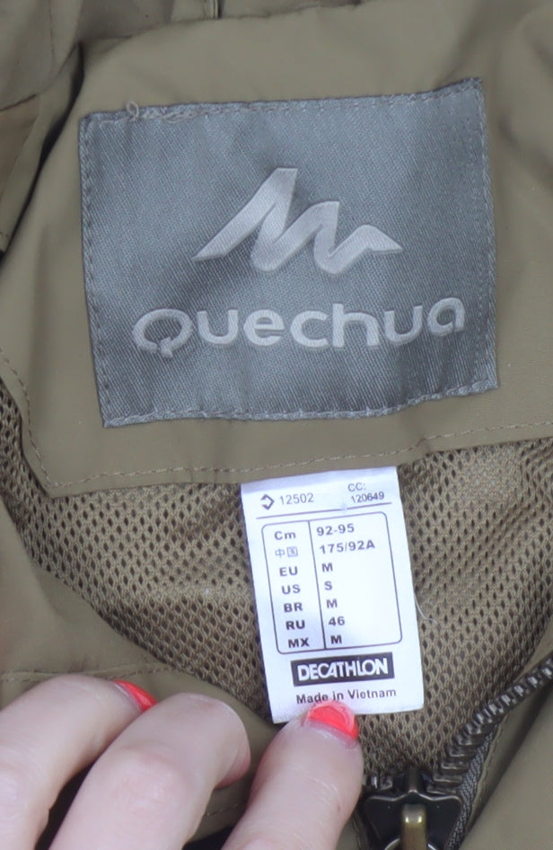Quechua Men’s Beige M Outdoor Hooded Hiking Parka Jacket