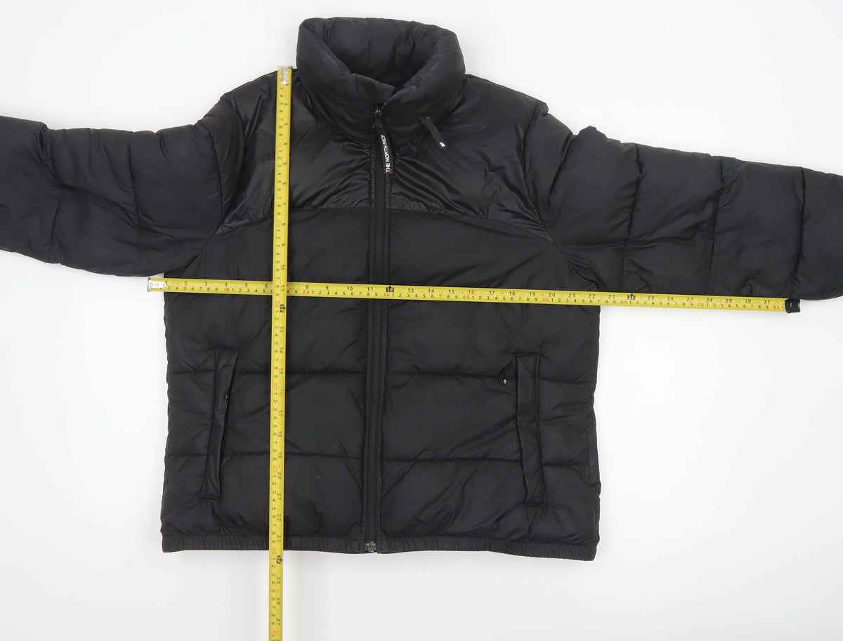 The North Face Women Black L Cropped Puffer Jacket Quilted Full Zip