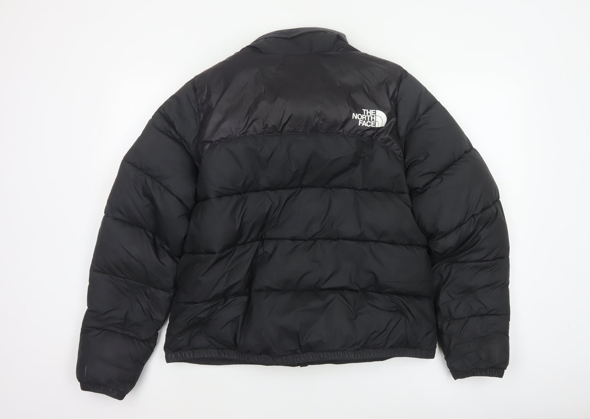 The North Face Women Black L Cropped Puffer Jacket Quilted Full Zip
