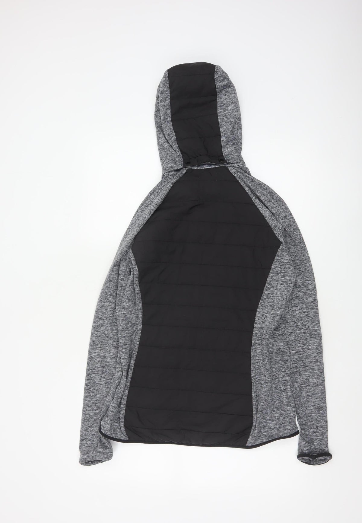 Marks and Spencer Women Grey Black UK 12 Full Zip Hooded Sweatshirt