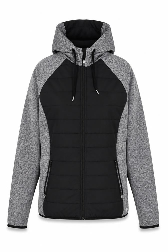 Marks and Spencer Women Grey Black UK 12 Full Zip Hooded Sweatshirt