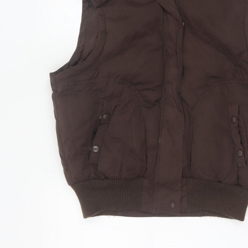 Dorothy Perkins Women Brown UK 12 Hooded Faux Fur Padded Waistcoat