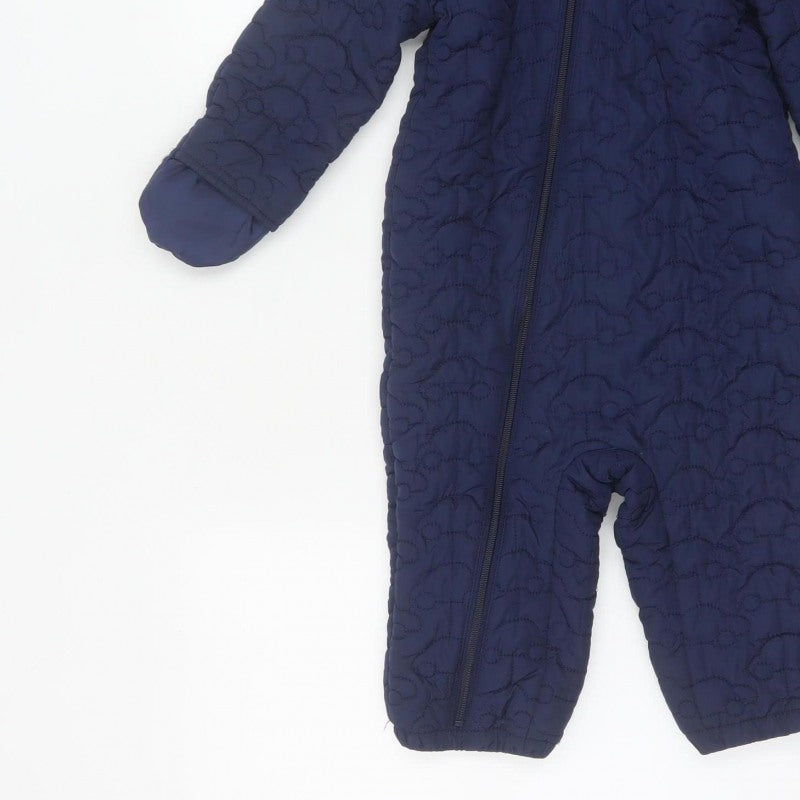 Bluezoo Unisex Baby Navy 18-24 Months Quilted Hooded Snowsuit