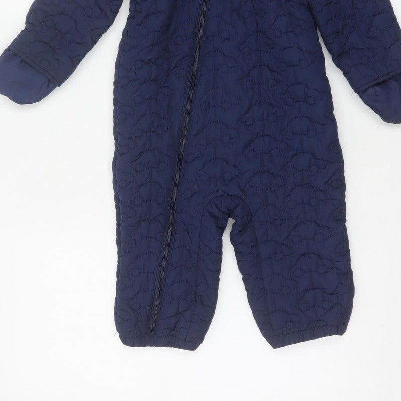 Bluezoo Unisex Baby Navy 18-24 Months Quilted Hooded Snowsuit