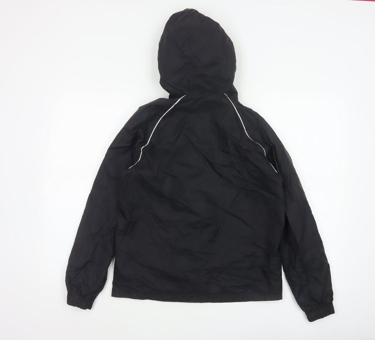 Adidas Boys Black 11-12 Years Hooded Windbreaker Jacket Full Zip