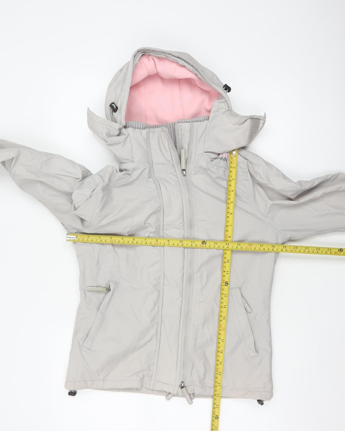 Superdry Japan Women’s Grey Pink Hooded Ski Jacket M Full Zip