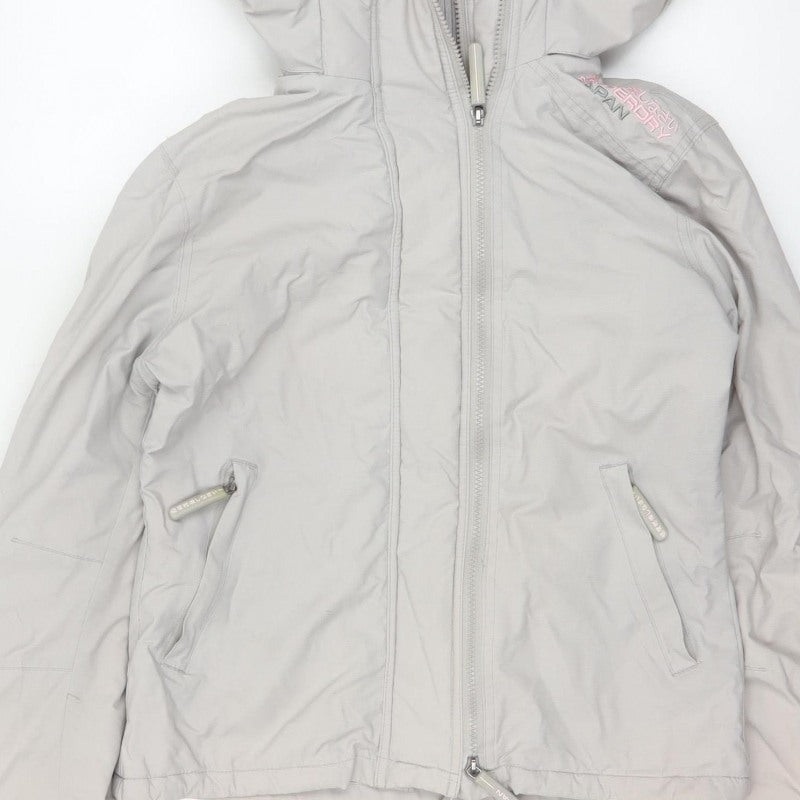 Superdry Japan Women’s Grey Pink Hooded Ski Jacket M Full Zip