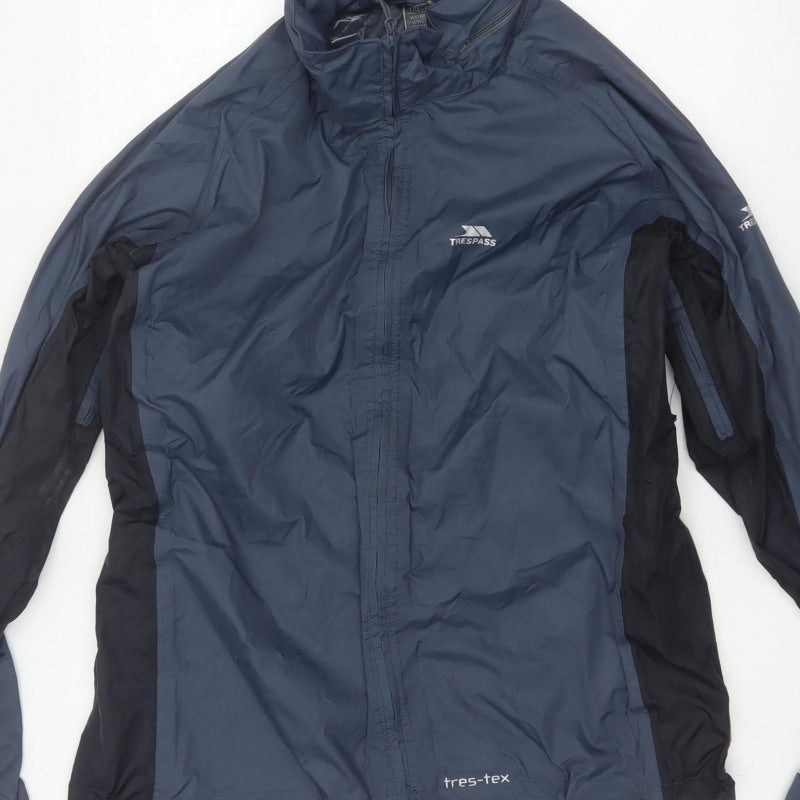 Trespass Men’s Blue L Waterproof Windbreaker Rain Jacket Taped Seams