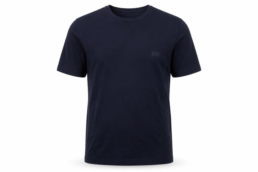 Front view of BOSS Hugo Boss Men's Blue M Logo Crew Neck Cotton T-Shirt