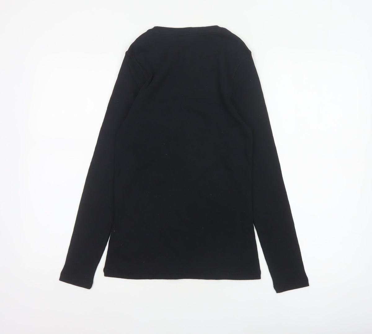 Marks and Spencer Women Black Size 12 Slim Ribbed Long Sleeve T-Shirt