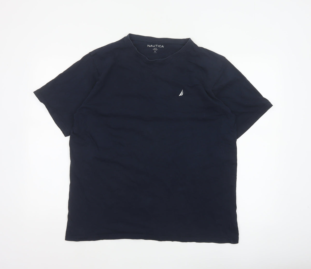 Nautica Men’s Blue XL Cotton Crew Neck Nautical Logo T-Shirt