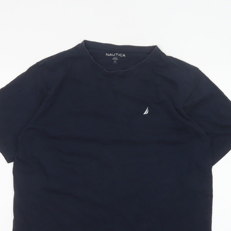 Nautica Men’s Blue XL Cotton Crew Neck Nautical Logo T-Shirt