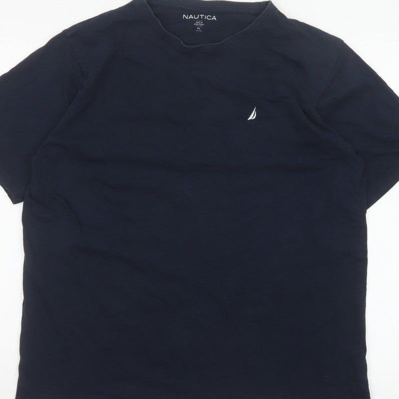 Nautica Men’s Blue XL Cotton Crew Neck Nautical Logo T-Shirt