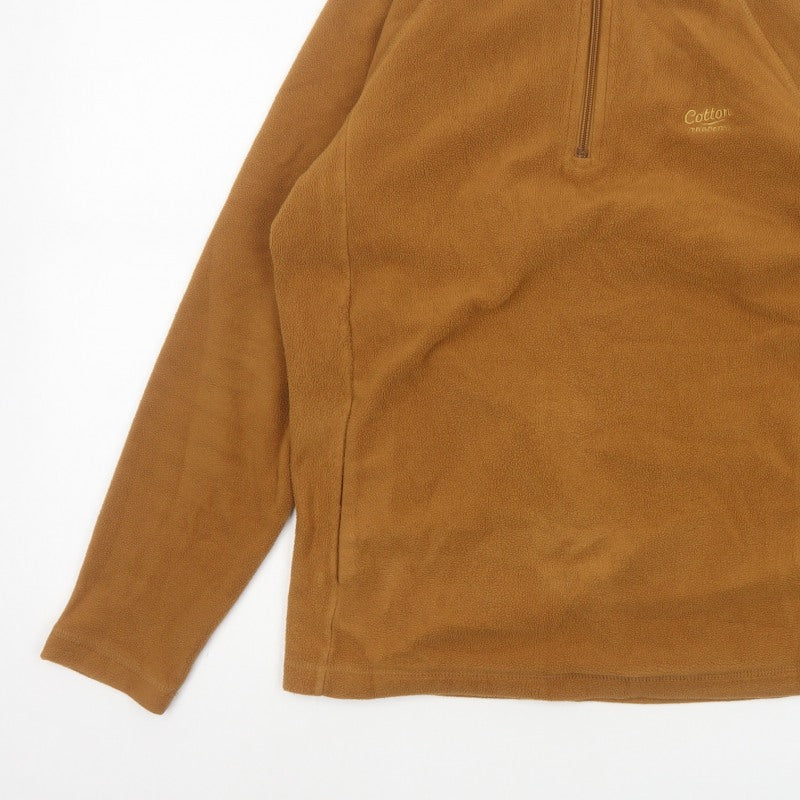 Cotton Traders Men's Brown S 1/4 Zip Fleece Pullover Sweatshirt