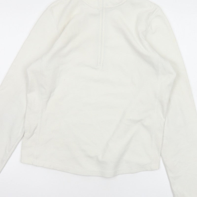 Gap Women Ivory M Stretch Fleece 1/4 Zip High Neck Sweatshirt