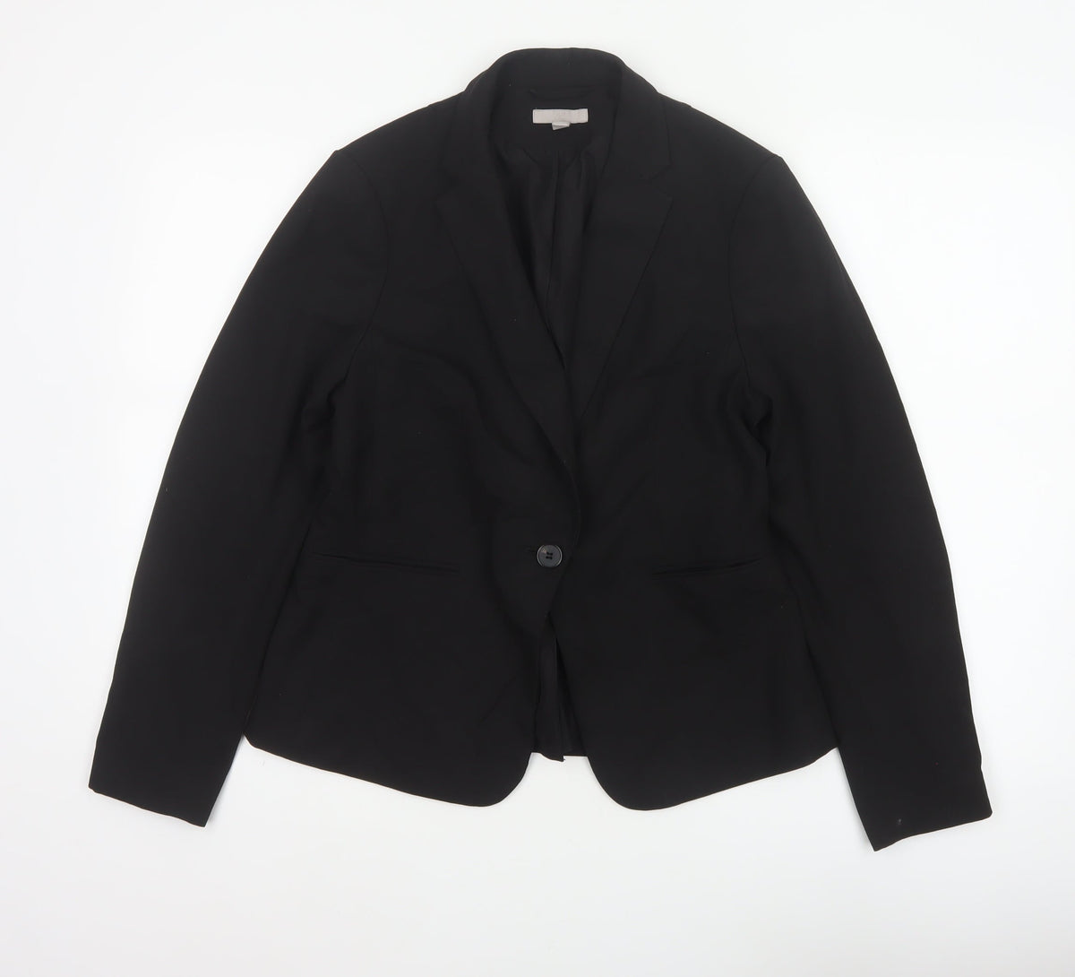 H&M Women Black UK 12 Tailored Single-Breasted Blazer Workwear