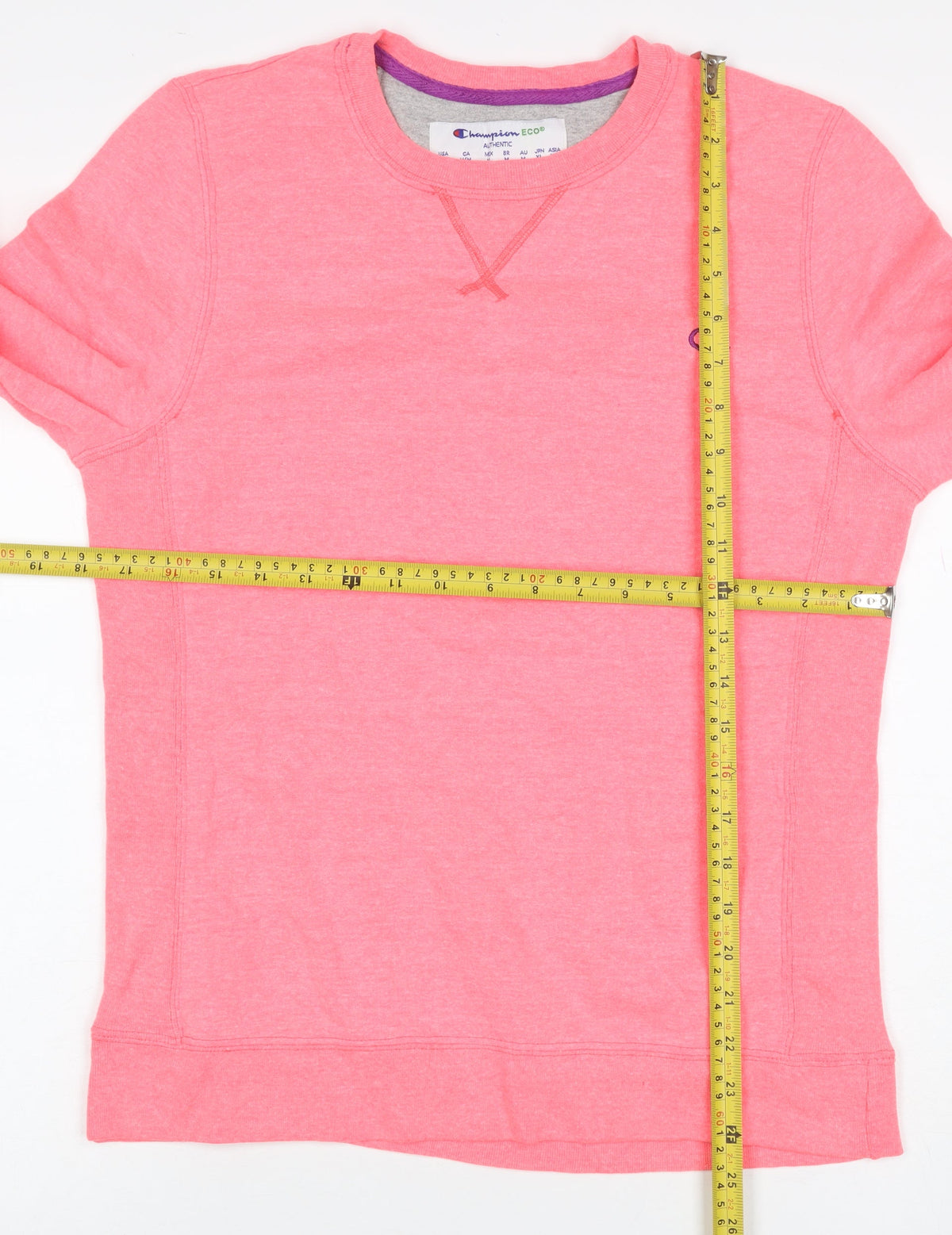 Champion Women Pink M Logo Crew Neck Pullover Sweatshirt Cotton Blend