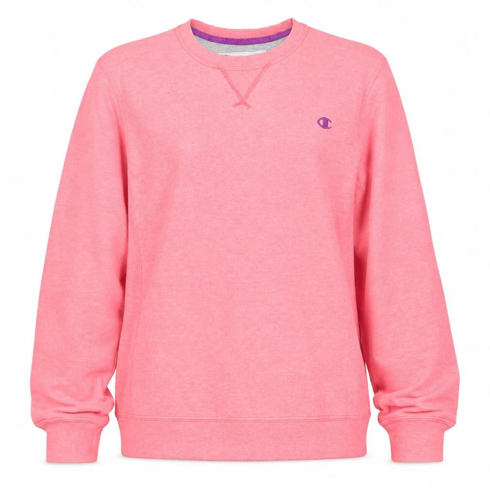 Champion Women Pink M Logo Crew Neck Pullover Sweatshirt Cotton Blend