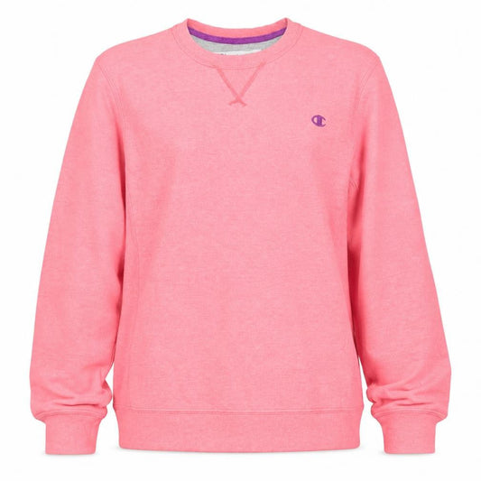 Champion Women Pink M Logo Crew Neck Pullover Sweatshirt Cotton Blend