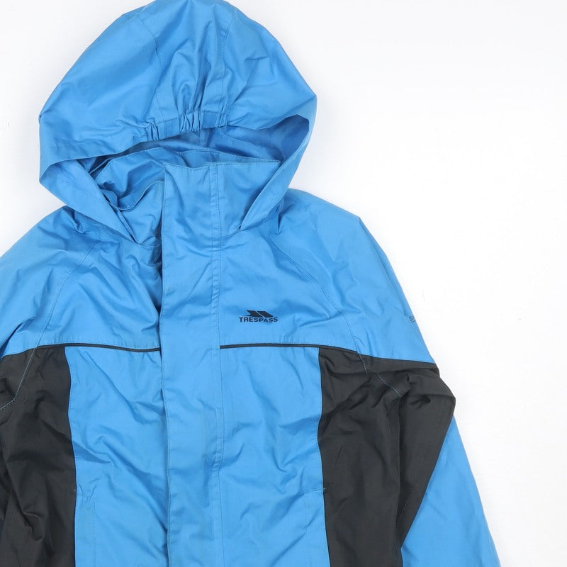 Trespass Boys Blue Black 7-8 Years Ski Jacket Hooded Waterproof TP50