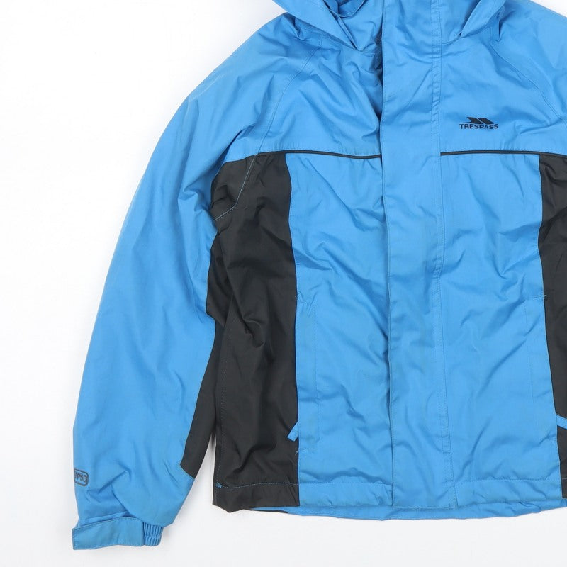Trespass Boys Blue Black 7-8 Years Ski Jacket Hooded Waterproof TP50
