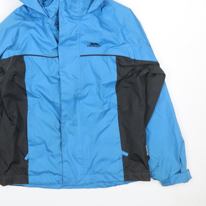 Trespass Boys Blue Black 7-8 Years Ski Jacket Hooded Waterproof TP50