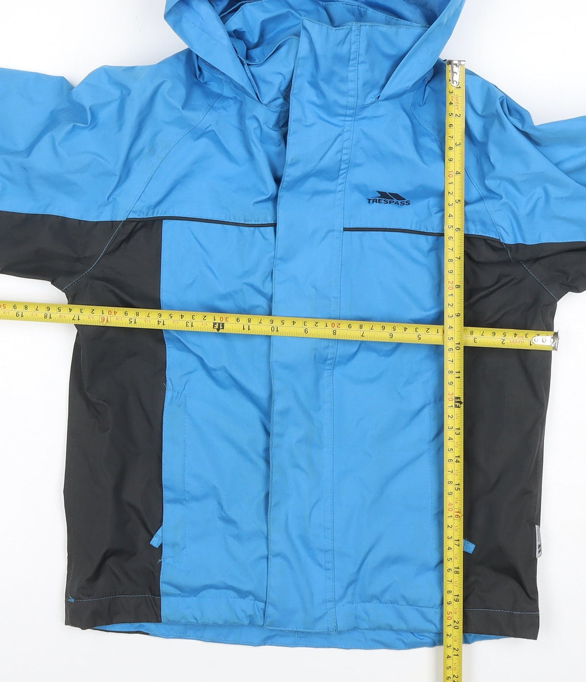Trespass Boys Blue Black 7-8 Years Ski Jacket Hooded Waterproof TP50