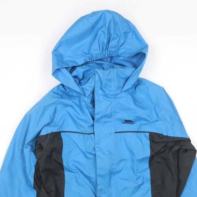 Trespass Boys Blue Black 7-8 Years Ski Jacket Hooded Waterproof TP50