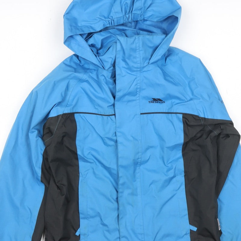 Trespass Boys Blue Black 7-8 Years Ski Jacket Hooded Waterproof TP50
