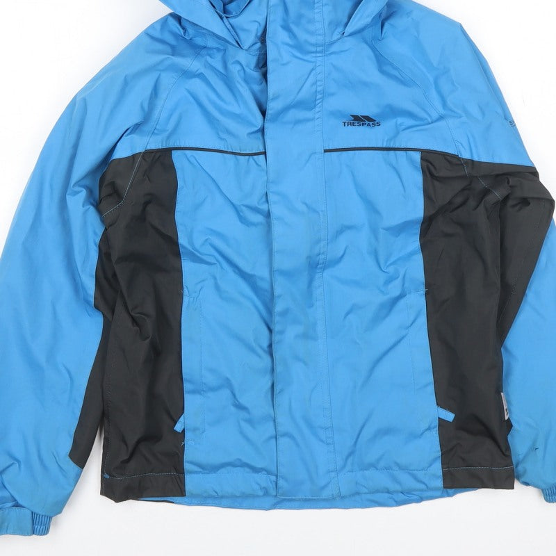 Trespass Boys Blue Black 7-8 Years Ski Jacket Hooded Waterproof TP50