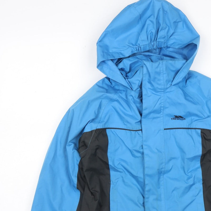 Trespass Boys Blue Black 7-8 Years Ski Jacket Hooded Waterproof TP50